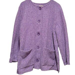 Boyne Valley Weavers Womens 1X Irish Wool Blend Purple Spring Blazer Jacket